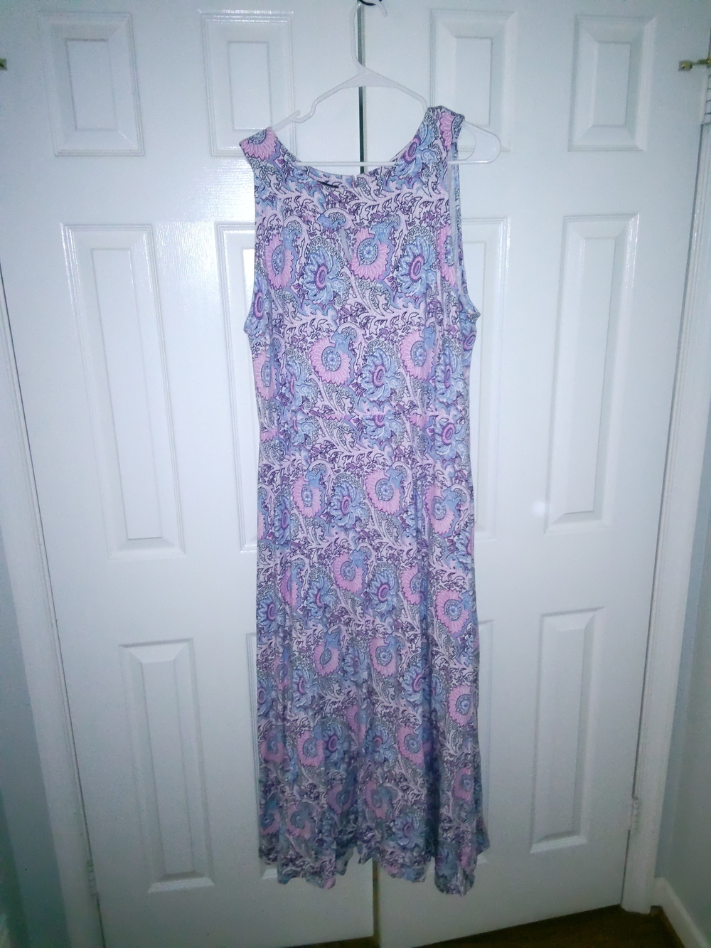 Talbots Sleeveless Paisley Maxi Dress in Pink and Blue